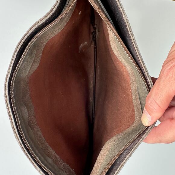 Jerome Leplat VTG Leather Suede Patina Shoulder Tote Messenger Bag - Picture 7 of 9